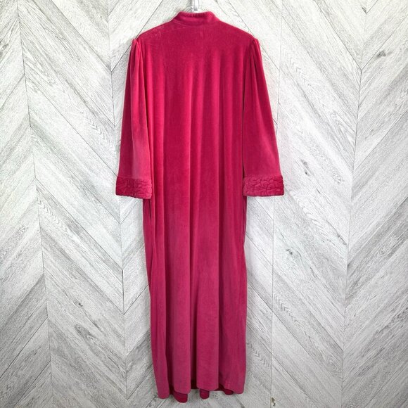 Vintage Diamond Tea House Coat Dressing Gown Robe Womens Medium Pink Velour - Picture 5 of 6